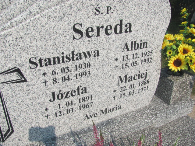 Józefa Sereda 1891 Biechowo - Grobonet - Wyszukiwarka osób pochowanych